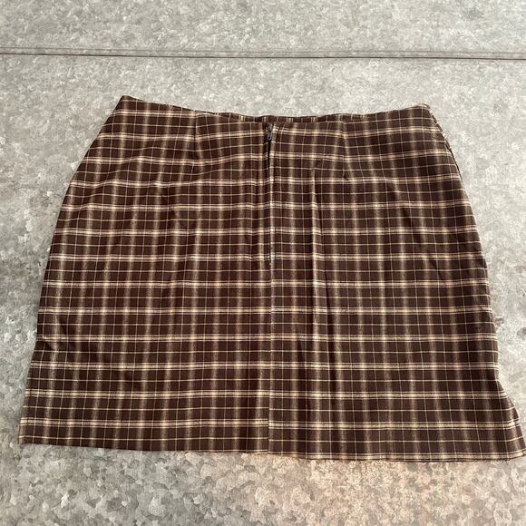NWT Vintage Tracy Evans Plaid Schoolgirl 90s Y2K Mini Skirt 11 Large Brown Tan - Picture 7 of 12